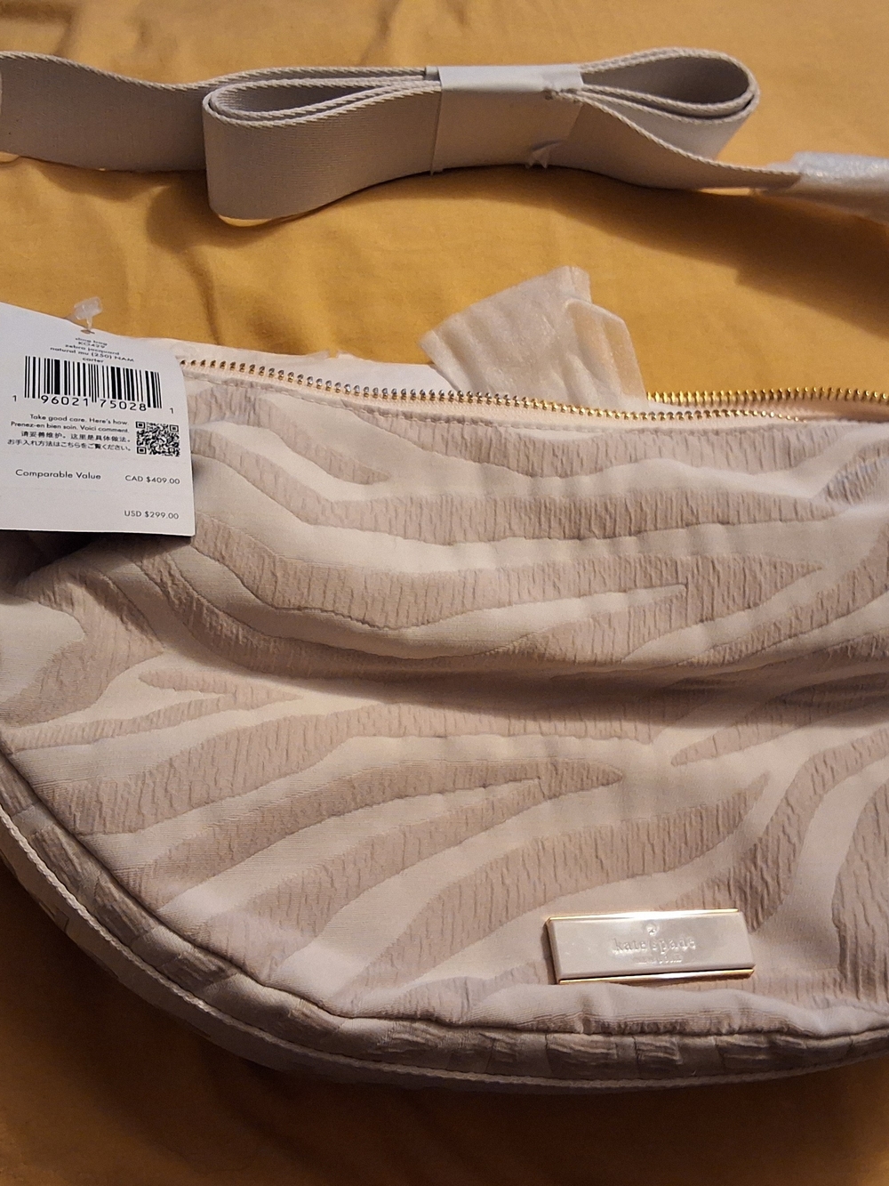 kate spade Neutral Zebra-Print Satin Crossbody Belt Bag